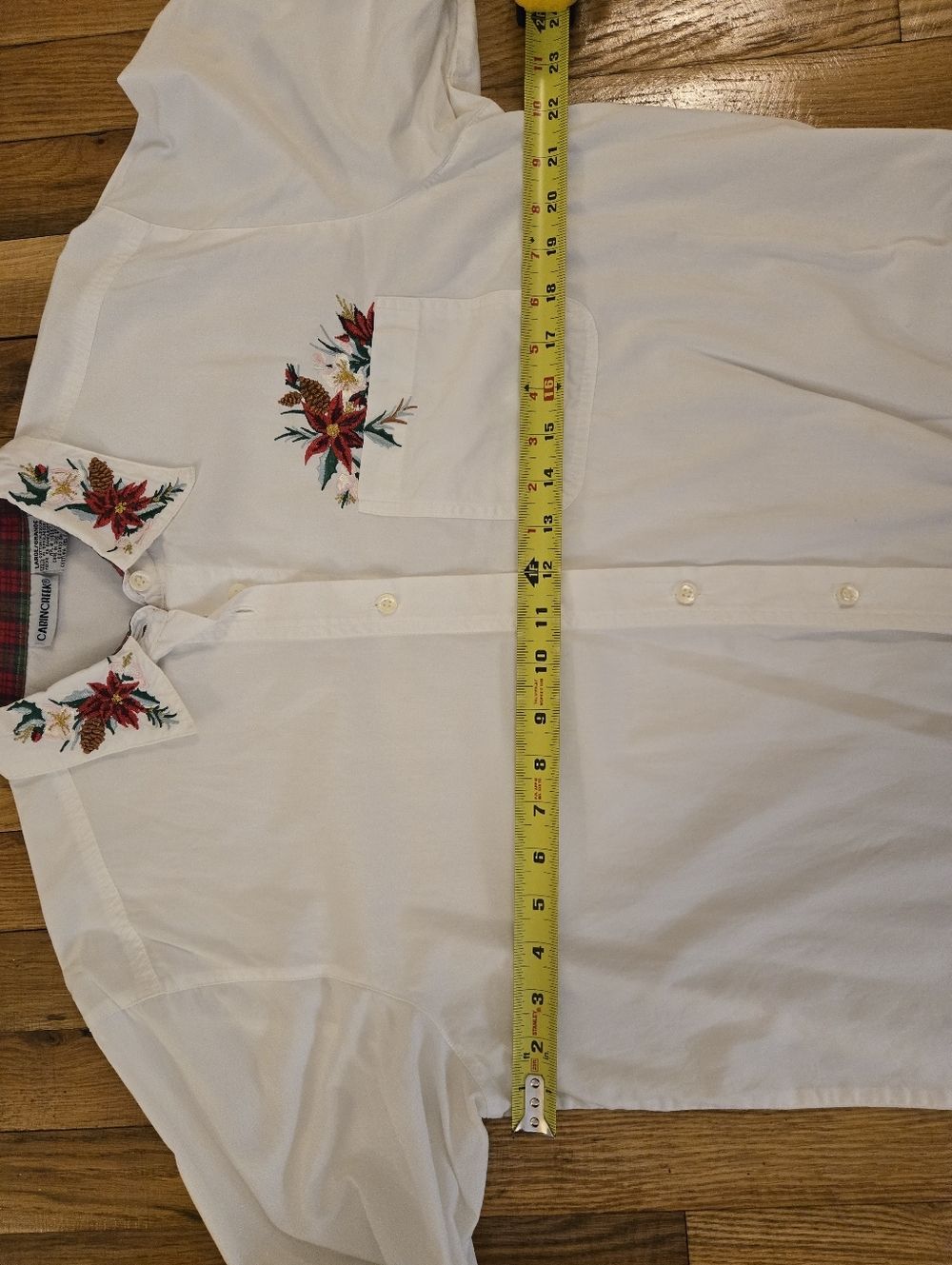 CABIN CREEK Vintage Embroidered Floral Oversized 100% Cotton White Button Down L - Picture 6 of 6